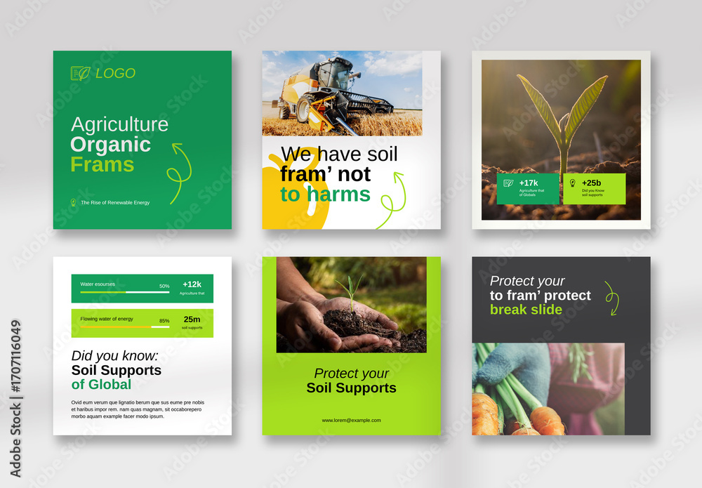 Agriculture Social Media Post Layout Stock Template | Adobe Stock