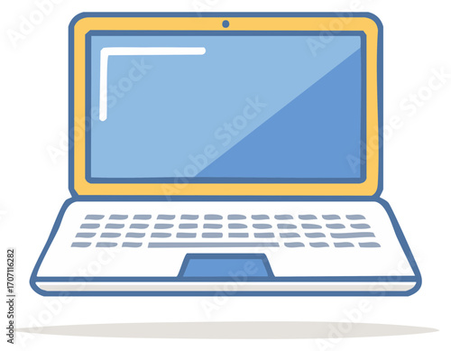 Open Laptop Computer with Blue Screen for Presentations or Online Communication