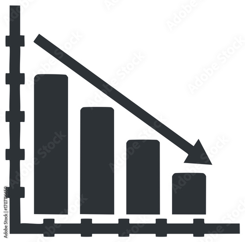 Declining Bar Chart Arrow, Financial Loss Symbol, Negative Trend Graphics