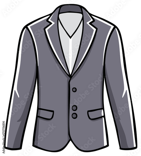Stylish gray business suit blazer jacket with visible shirt collar formal attire fashion