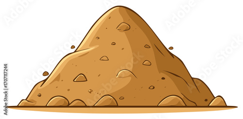 Cartoon style brown dirt pile or sand heap drawing illustration