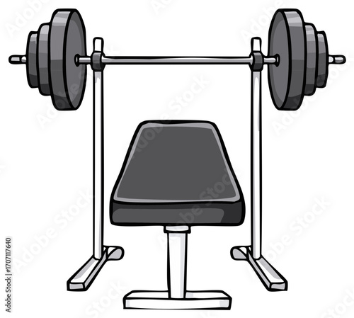 Weightlifting Bench and Barbell Set Ready for Workout Strength Training Exercise