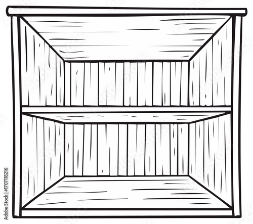 Illustration of a Wooden Two Shelf Unit for Storage Home or Office Isolated