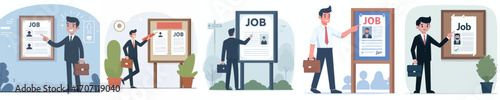 vector of an enthusiastic job vacancy on a bulletin board