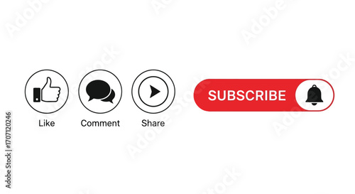 Illustration of youtube like and subscribe button with icons