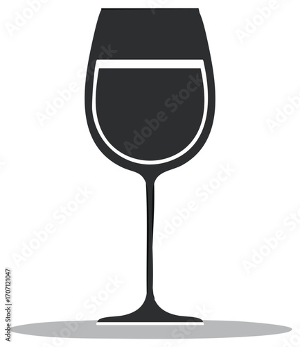 Illustration of Black and White Elegant Wine Glass Silhouette with Fill Design