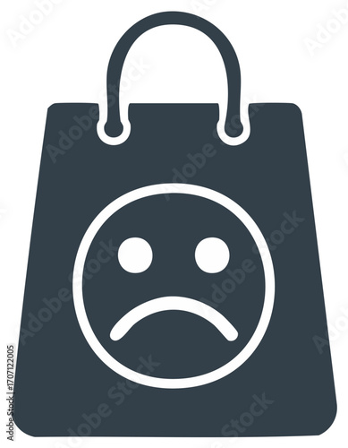 Dark Shopping Bag with Sad Emoticon: Unhappy Purchase Experience Depicted