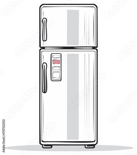 Illustration of Fridge, Refrigerator With Freezer