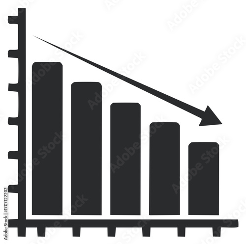 Declining bar graph illustration, business, financial, and economic data