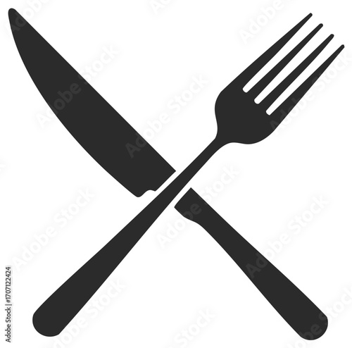 Crossed silverware icon depicting a fork and knife symbol, food related eating utensils
