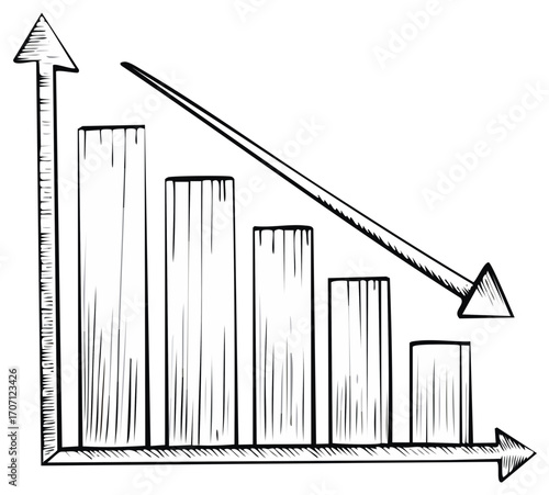 Hand-drawn graph illustrating business decline