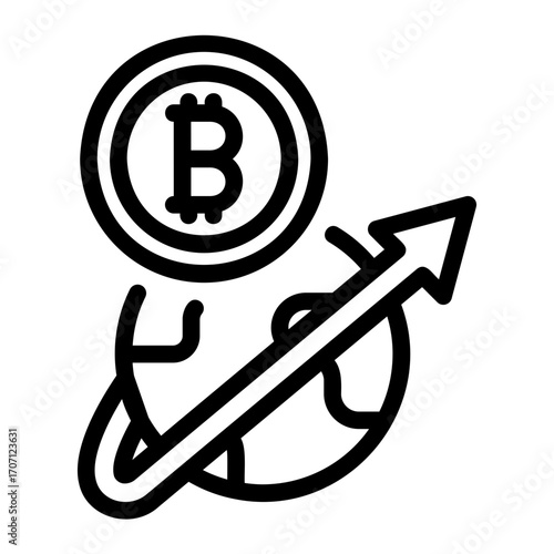 Bitcoin Transfer Line Icon