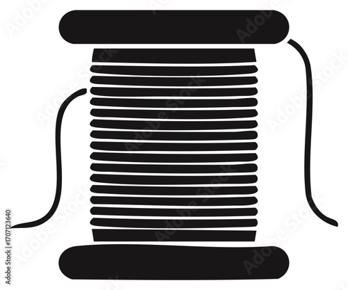 Thread Spool Illustration with Overlapping Thread Layers for Craft or Sewing Projects