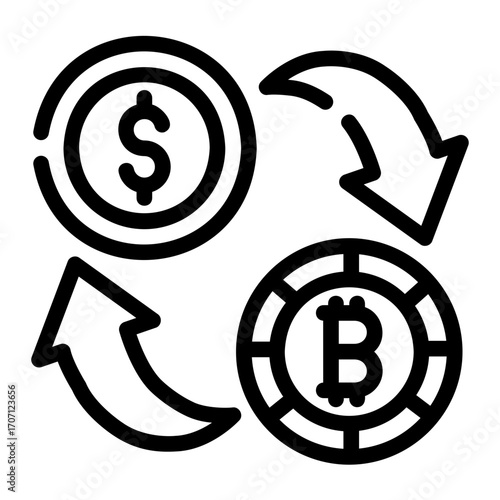 Currency Exchange Line Icon