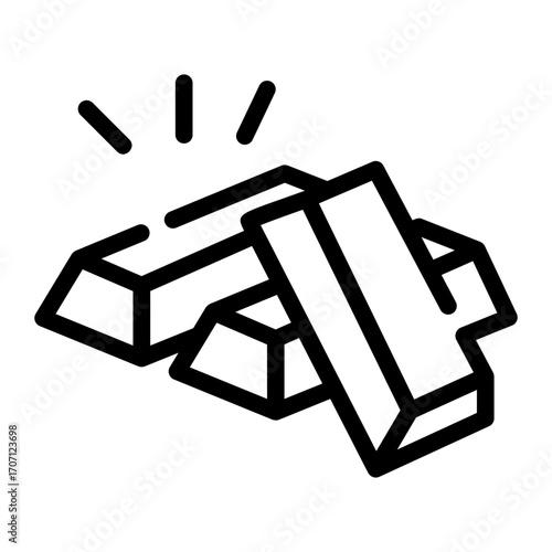 Gold Bars Line Icon
