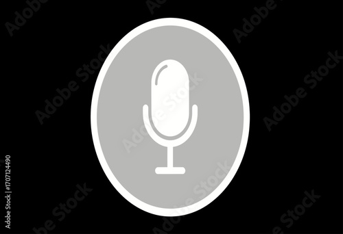 Minimalist flat design microphone symbol representing voice commands, podcasts, and digital sound recording