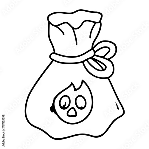 Halloween treat bag with spooky ghost face for trick or treating fun and holiday celebrations