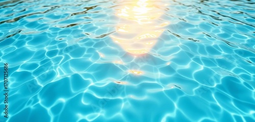 Shimmering, rippling water surface texture, sunlit pool background, vibrant, photography
