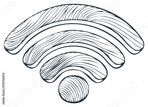Line art Wi-Fi symbol, graphic wireless internet connection, digital communication icon
