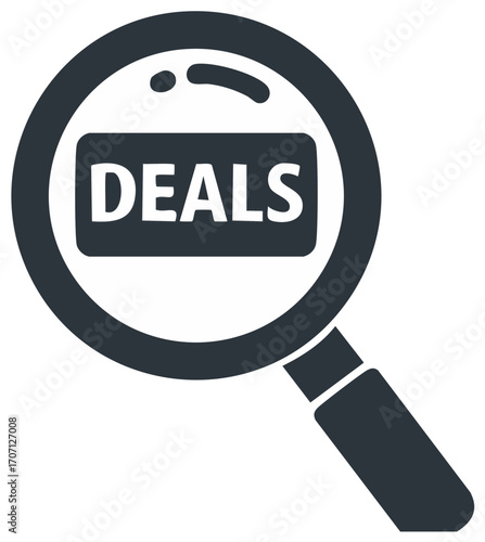 Deals Under Magnifying Glass, Promotion Concept, Commerce, Shopping, Discount