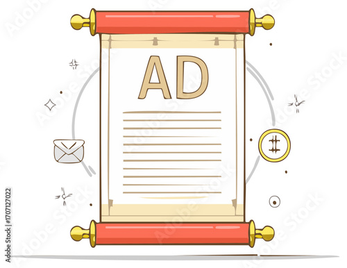 Advertise Scroll with Message Icon and Coin Sign Advertisement Concept