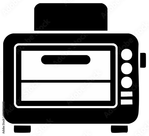 Kitchen appliance outline icon, microwave oven illustration, cooking concept