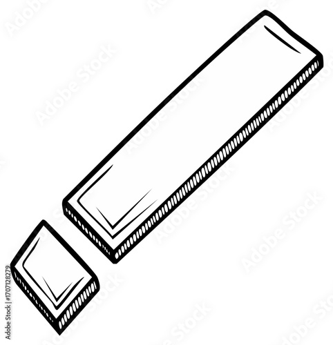Hand Drawn Exclamation Mark Symbol in Black and White Sketch