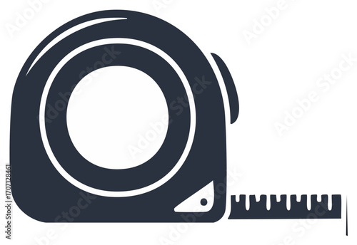 Retractable Measuring Tape Tool Flat Vector Icon Illustration Measurement Equipment