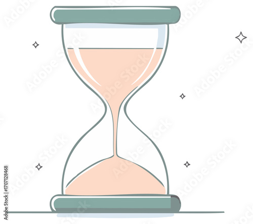 Vintage Hourglass Timer Illustration with Star Embellishments on White Background
