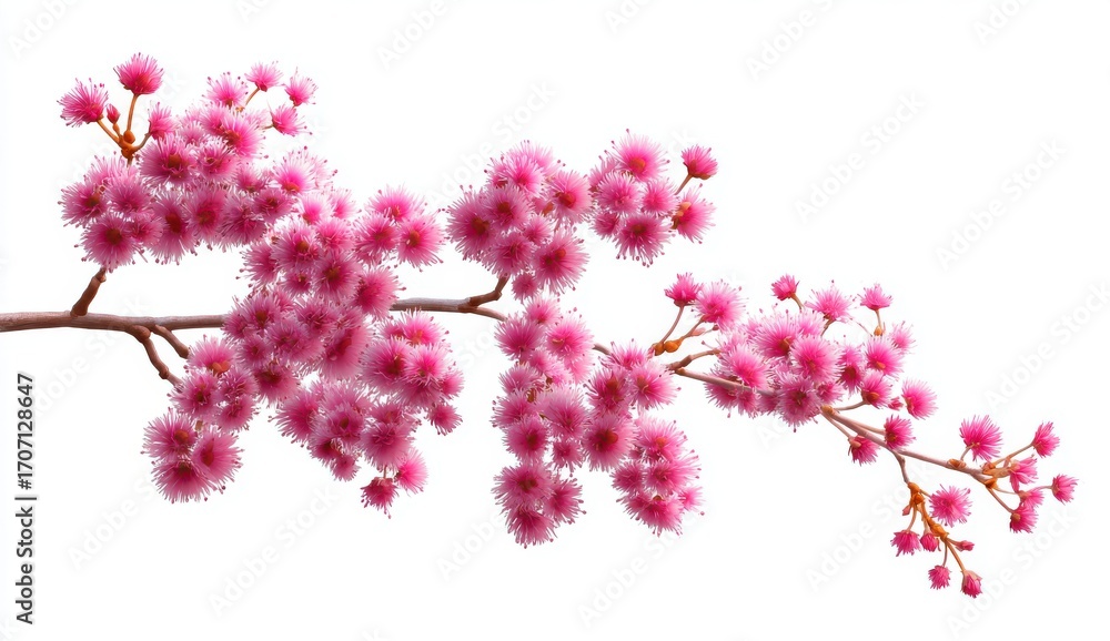 Fototapeta premium Pink Cherry Blossom Branch on White Background