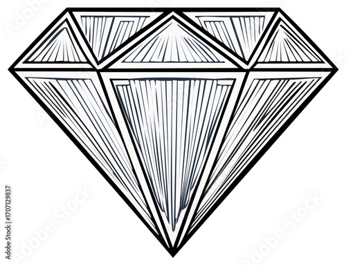 Black and white diamond illustration. Graphic style gem design for business