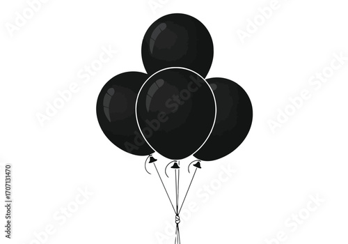 Illustration of group of black balloons with textured pattern