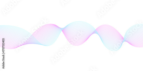 Pink Blue Gradient Abstract Wave Line Pattern on White Background