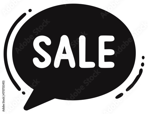 Black Speech Bubble with 'Sale' Sign for Special Offers and Discounts