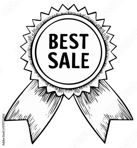 Hand drawn illustration of a best sale award emblem.