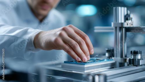 AI fueled startup innovation is driving funding boom in technology development with engineers carefully assembling advanced circuit boards for future electronic devices
