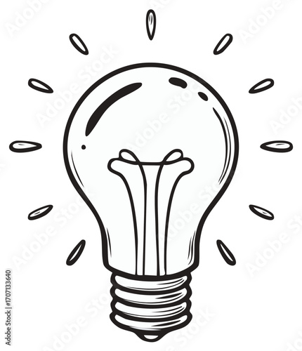 Doodle Style Light Bulb Illustration: Concept Idea, Creative Solutions, and Invention