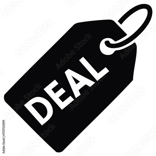 Black Deal Tag with White Text for Sales and Promotions