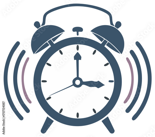 Ringing retro alarm clock icon. Classic twin bell clock illustration for wake up, deadline, and time concepts.