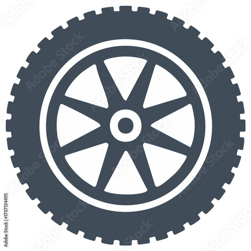 Stylized All Terrain Tire Illustration Robust Tread and Wheel Design Transportation Equipment Spare Component Car Truck SUV Vehicle