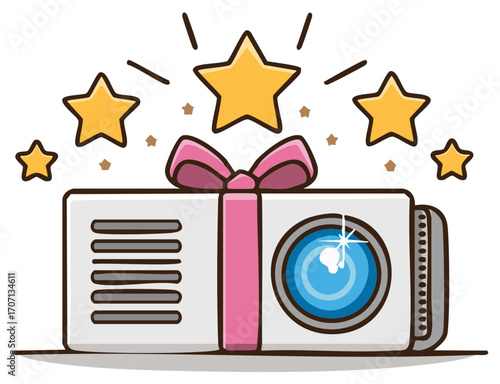 Gifted Projector Device with Pink Ribbon and Shining Stars Decoration