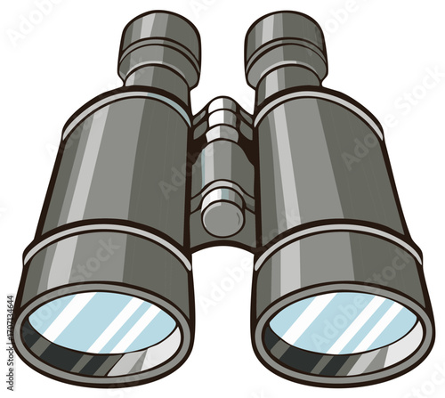 Modern Gray Binoculars Vector Illustration for Observation, Exploration, and Discovery