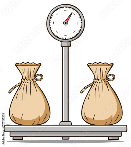 Two Bags of Weight on Scale Machine for Measurement Comparison
