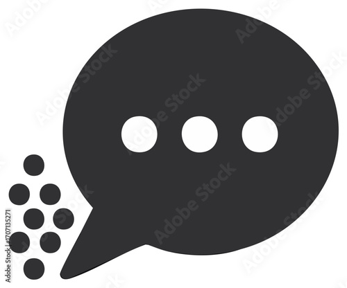 Dark chat bubble with ellipsis dots icon representing online messaging and communication interface