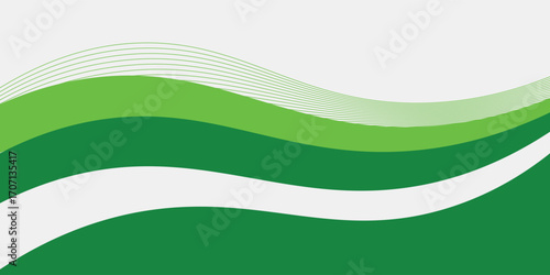 Abstract White and Green wave wide background banner vecror. eps10
