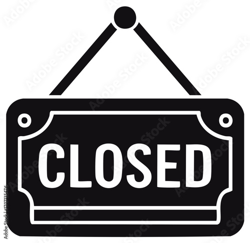 Black and White Closed Sign Hanging Graphic Shop Signage Information