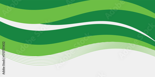 Abstract White and Green wave wide background banner vecror. eps10