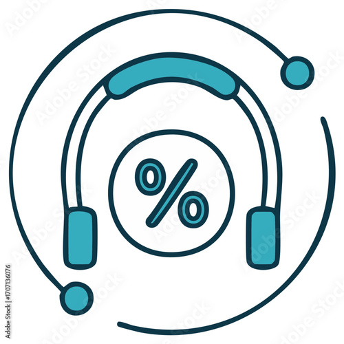 Headphones with Percentage Symbol Icon Representing Discounts and Sales