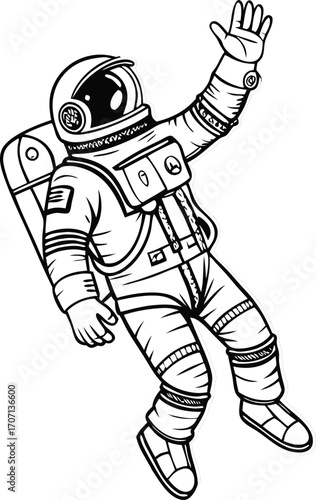 Floating Astronaut A Hands Drawing Illustration