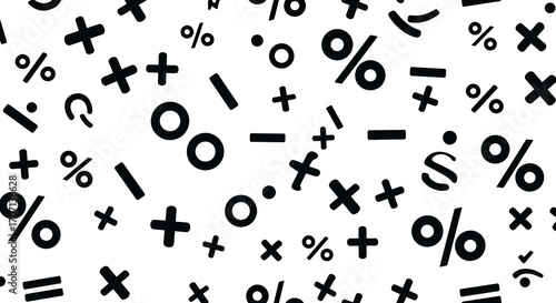 Seamless vector math symbols pattern for education and business.